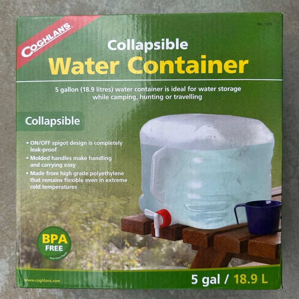 Coghlan's Collapsible Water Container, 5 Gallon*NIB